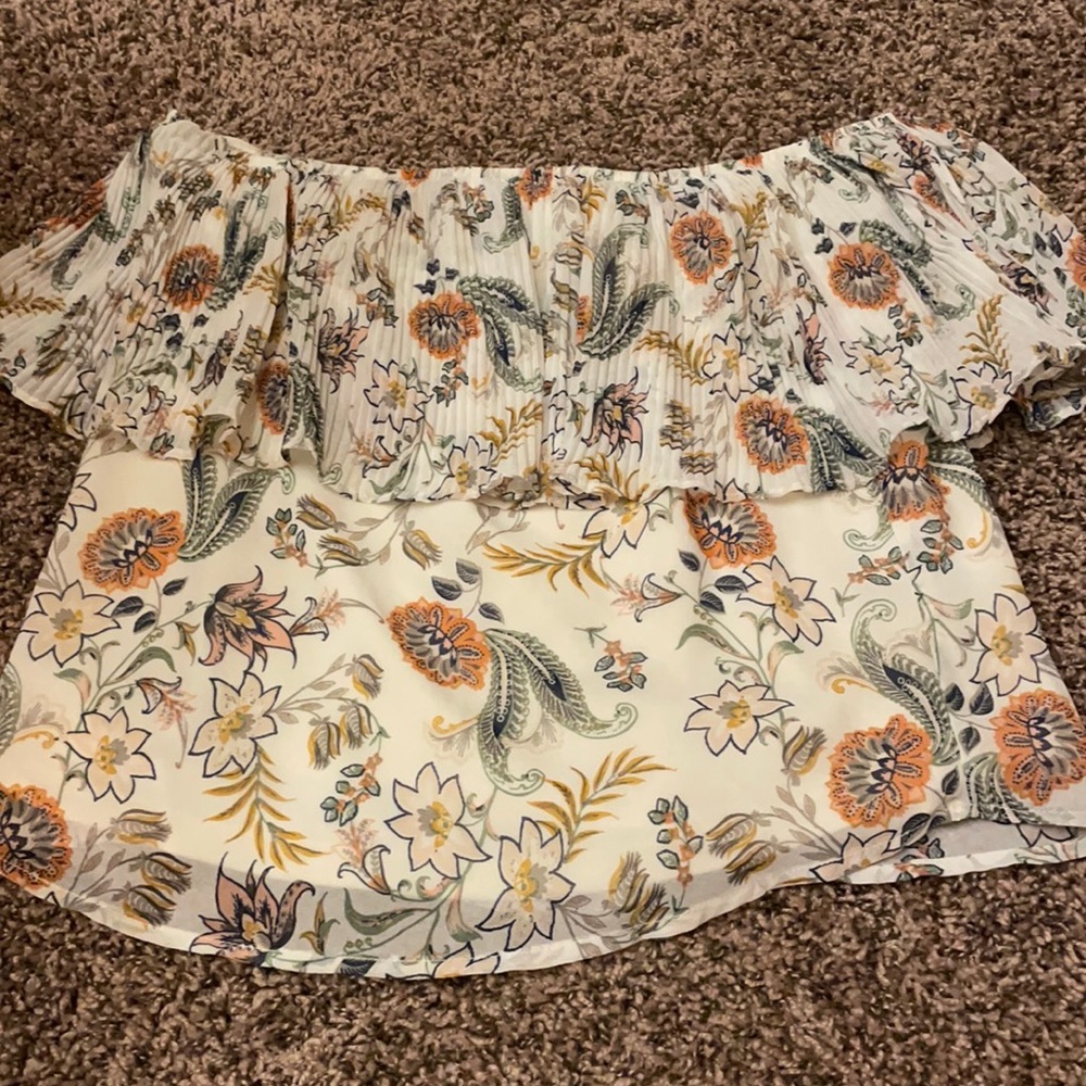 Patterned off the shoulder top